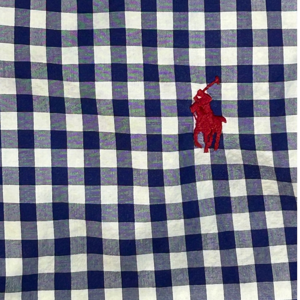 Polo Ralph Lauren Mens XL Button Down Shirt Blue White Gingham Check Pony Cotton - Picture 6 of 8